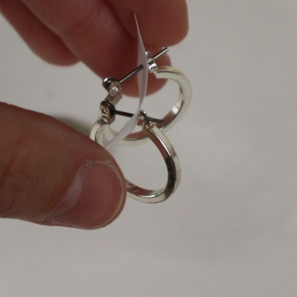 Silver Metallic Hoop Earrings - Picture 5 of 5